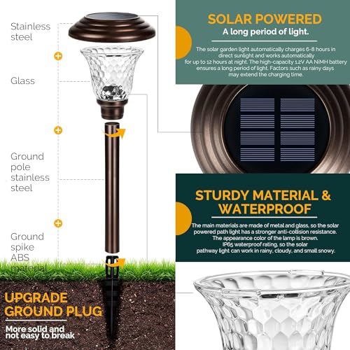Metal & Glass Solar Lights Outdoor (8 Count)