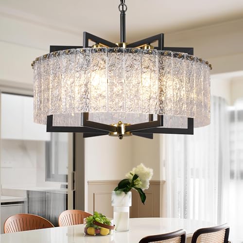 Modern Black Crystal Chandeliers Glass Dining Room Light Fixture