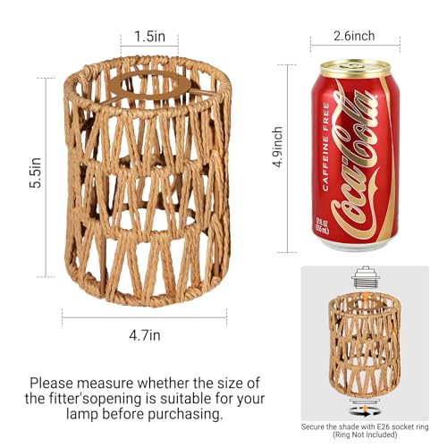 6 Pack Rattan Lamp Shades Boho Hanging Light Lamp Shades (6 Count)