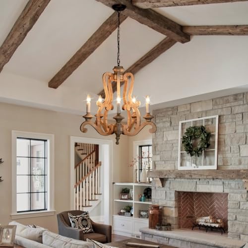 Farmhouse Wood Chandelier 5