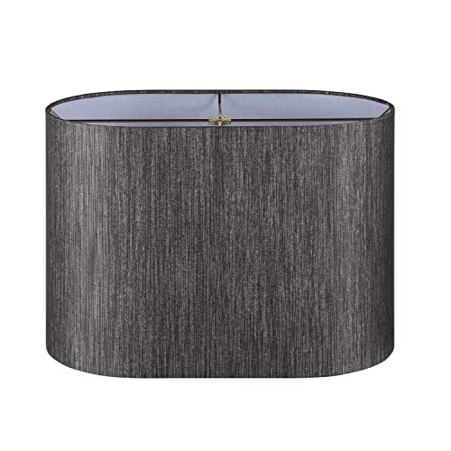 37003 Contemporary Oval Hardback Shaped Spider Construction Lamp Shade in Dark Sliver Grey