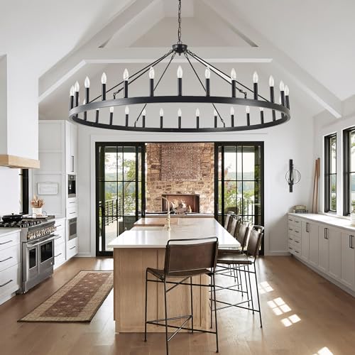 Large black wagon wheel chandelier 64 inch