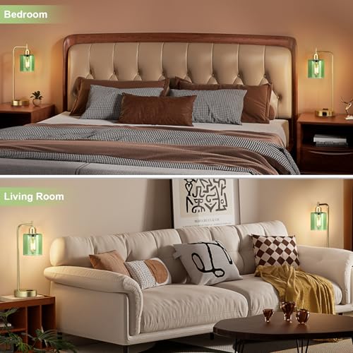 Industrial Green Table Lamps for Bedrooms Set of 2 (2 Count)