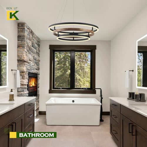 Modern LED Chandelier Black Dimmable 3 Ring Pendant Light for Dining Room