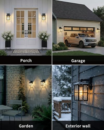 Black Outdoor Waterproof Modern Patio Wall Light Fixtures Set of 2 (2 Count)