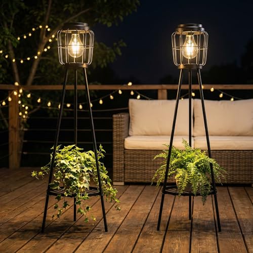 2 Pack Solar Lights with Plant Stand (2 Count)