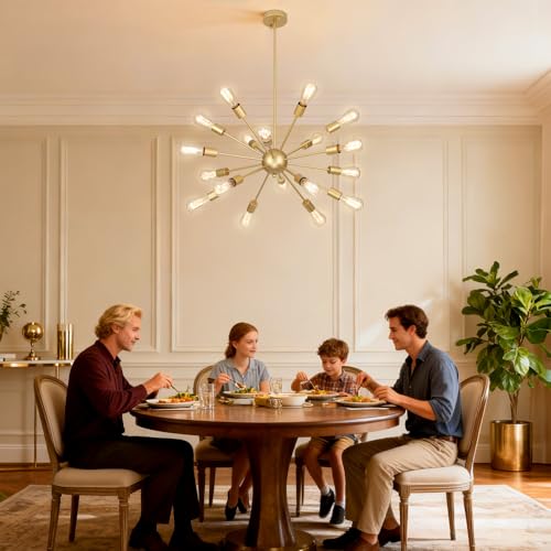 18 Light Gold Sputnik Farmhouse Chandeliers for Dining Room Light Fixture