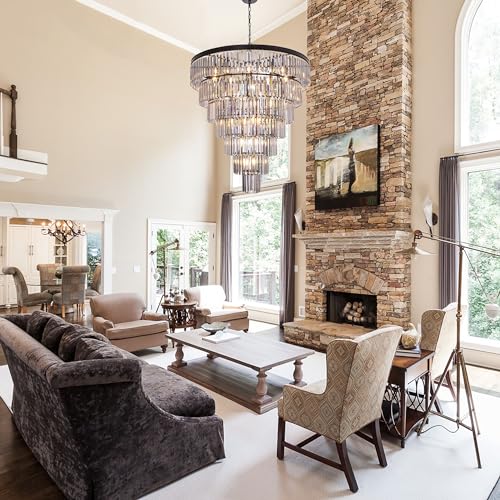 Black Crystal Chandelier for Living Room