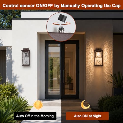 18" Oil Rubbed Bronze Large Outdoor Wall Lantern Dusk to Dawn Coach Light Modern Extra Large Deep Brown Exterior Sconce Waterproof Metal with Crack