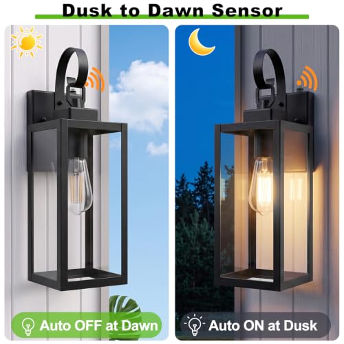 16.5” Dusk to Dawn Outdoor Wall Lights (Black (Dusk-to-Dawn) / 16.5in)