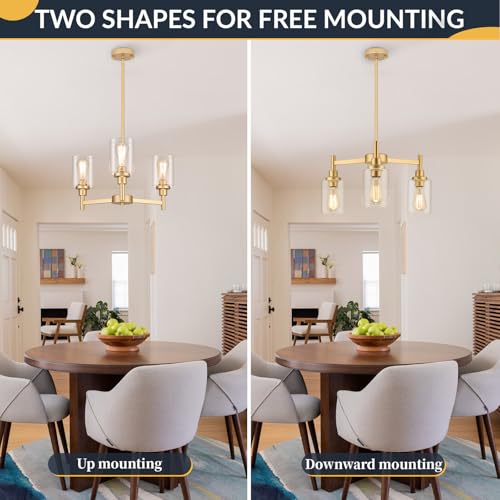 3 Light Gold Chandelier 23"