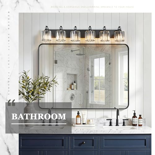 6 Light Black Bathroom Light Fixture Modern Vanity Lights Over Mirror Vintage Wall Sconce Lighting for Bathroom