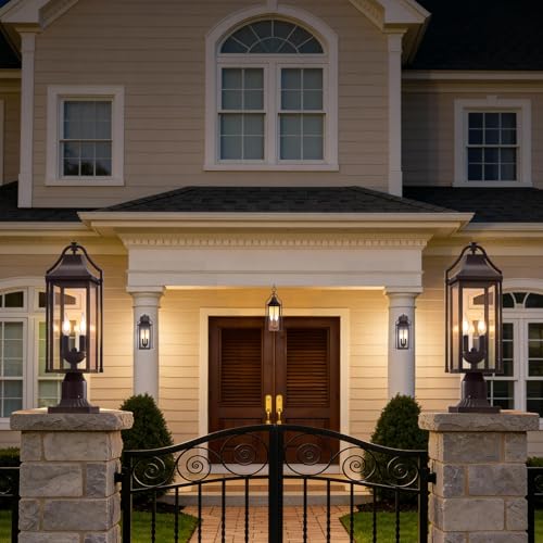 Waterproof 23IN Outdoor Post Lights with Pier Mount Base