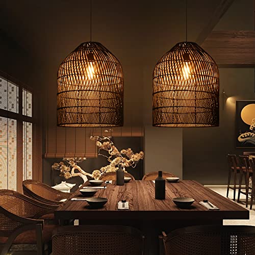 1 Light Wicker Bell Pendant Lamp