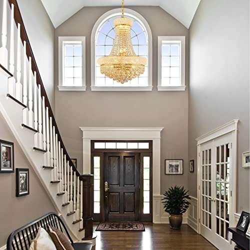 12 Lights Gold Finish Empire Crystal Chandelier Lighting for Dining Room Living Room Foyer Hallway Bedroom Entryway
