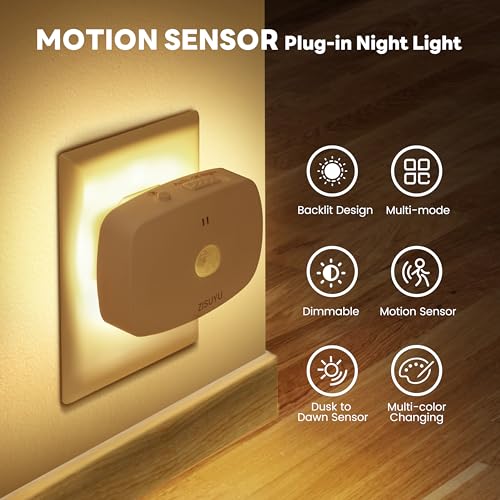 Plug in LED Backlit Night Light with Motion Sensor & Dusk to Dawn Sensor (2 Count)