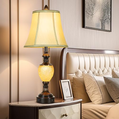 27'' High Vintage Table Lamps with Nightlight Set of 2 for Living Room (2 Count)