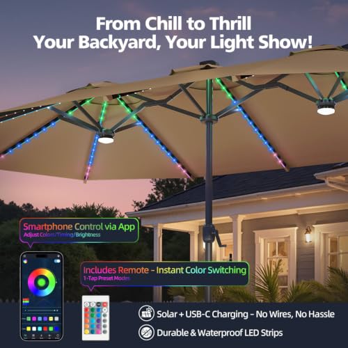 8.5ft X 14.5ft Rectangular Market Umbrella With Base And Color
