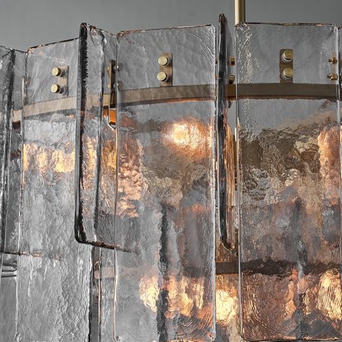 36 Inch Gold Tiered Smoky Glass Chandelier