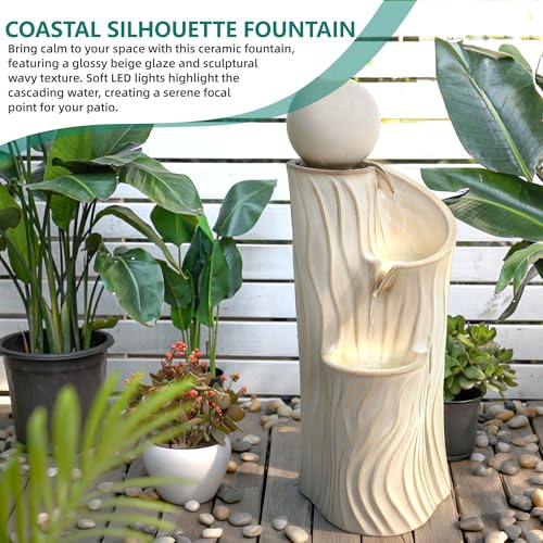 32"Ceramic 3 Tier Sphere Outdoor Water Fountain