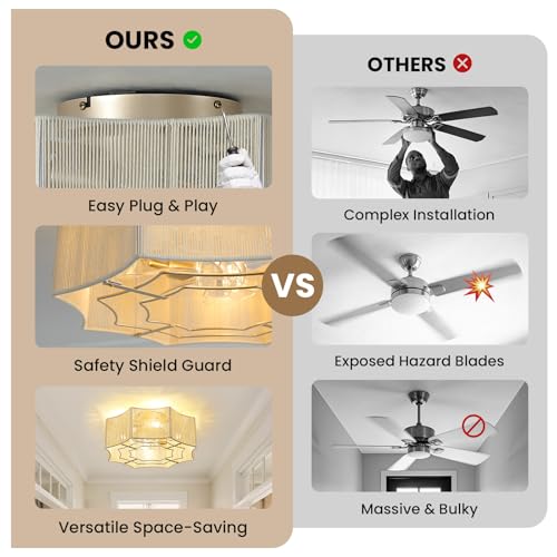 Boho Ceiling Fans with Lights (Cotton)