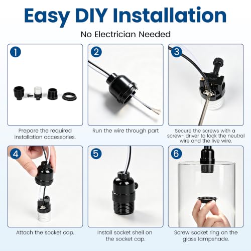 Light Socket UL Listed E26 Lamp Socket Replacement with Switch