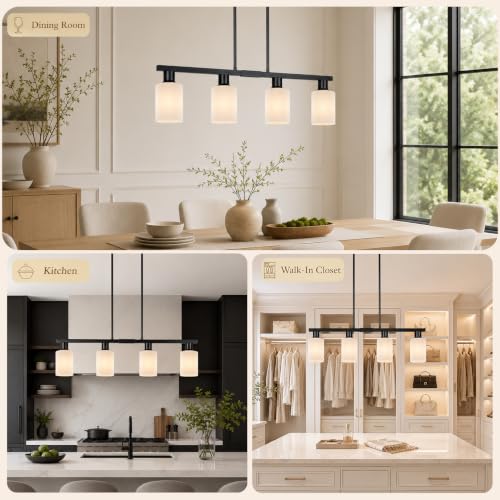 DSMJFU 4 Light Kitchen Island Lighting Frosted Glass Dining Room Chandelier