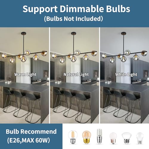 7 Lights Black and Gold Mid Century Modern linear Sputnik Chandelier