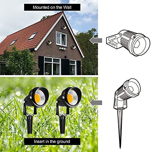 10W Low Voltage Landscape Lights LED Landscape Lighting with Connectors 12V Waterproof Outdoor Landscape Spotlights Floor Yard Lawn Best Garden Lights 1000LM Warm White (10 Count)