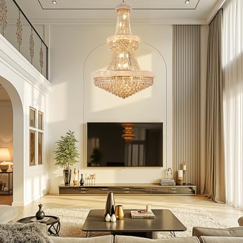 32 Inch Gold Crystal Eiffel Tower Chandelier