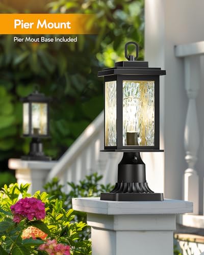 Dusk to Dawn Outdoor Post Light Fixture with Pier Mount Base (2 Count)