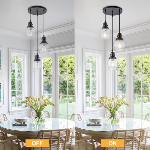 3 Light Seeded Glass Mini Pendant Lights Kitchen Island