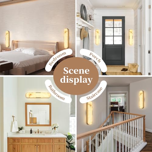 4 Pack 20in Natural Marble Wall Sconces Gold Alabaster Wall Light