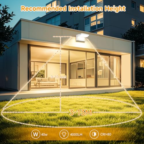 3Pack Outdoor LED Wall Light 40W White Flood Lights 350°Rotation Exterior Lighting Fixture Commercial Security 3000K Waterporof for Barn Yard Garage Building Area Backyard (3 Count)