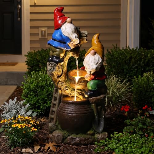 27H Gnome Outdoor Water Fountain with 3