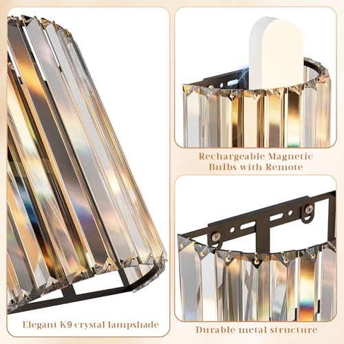 Black Battery Operated Wall Sconces Set of Two