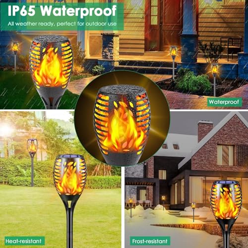 6 Pack Solar Lights Outdoor Flickering Flame Solar Torch Lights (6 Count)