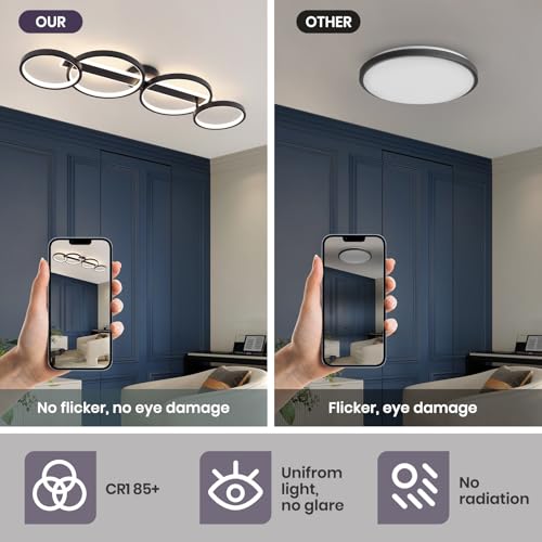 Modern LED Ceiling Light 60W Black Hallway Light Fixtures 4000K Aluminum Long Flush Mount LED Ceiling Lamp for Hallway
