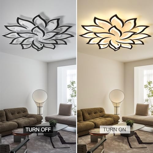 39.4" Flower Shaped Ceiling Light Dimmable Modern Ceiling Lamp Remote Control LED Lighting Fixture for Living Room Dining Room Farmhouse