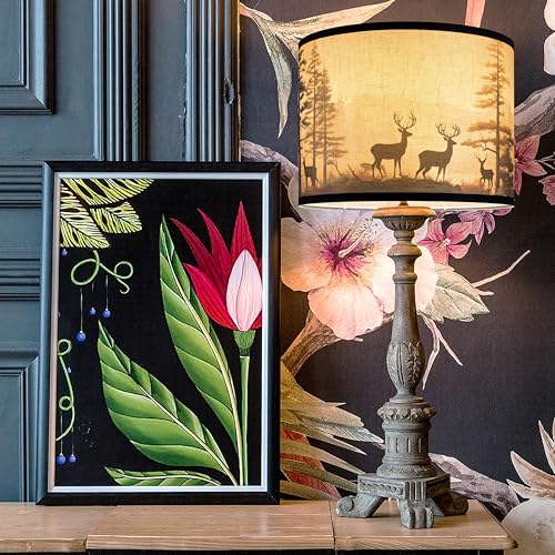 HD Printing Deer Drum Lamp Shade 13"x13"x10" Assembly Required Lampshade for Table Lamp