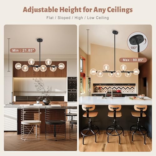 Clear Ribbed Glass Globe Chandelier