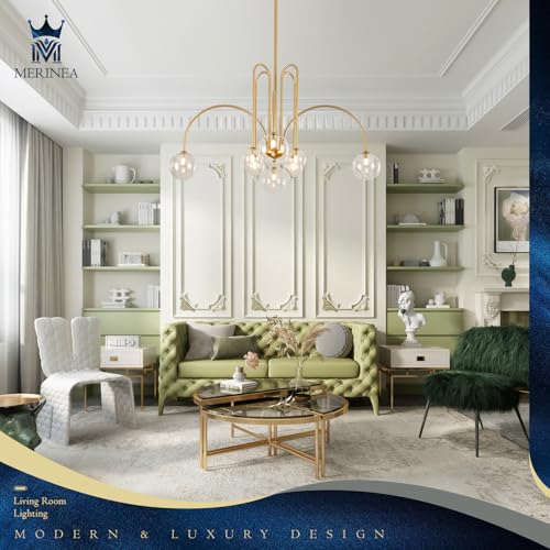 Gold Sputnik Chandelier with Clear Glass Globe 8 Lights L41 Inch