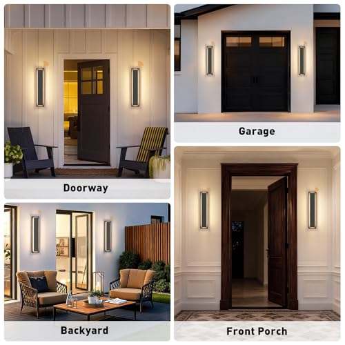 23.6'' Dusk to Dawn Outdoor Sconce Lights Black Exterior Lighting Fixtures (2 Count)