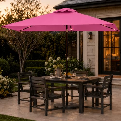 6.5 x 10ft Rectangular Patio Umbrella with Solar Lights