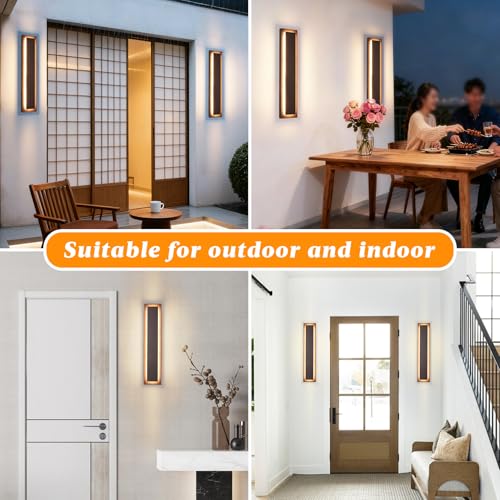 24 in Brown Long Outdoor Wall Lights (2 Count)