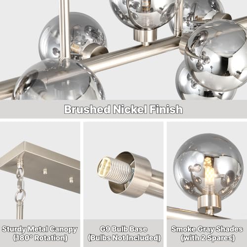 55" L Brushed Nickel Linear Chandelier 16