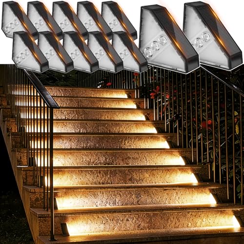12 Pack Solar Step Lights for Outside 100 Lumen Ultra Bright (12 Count)
