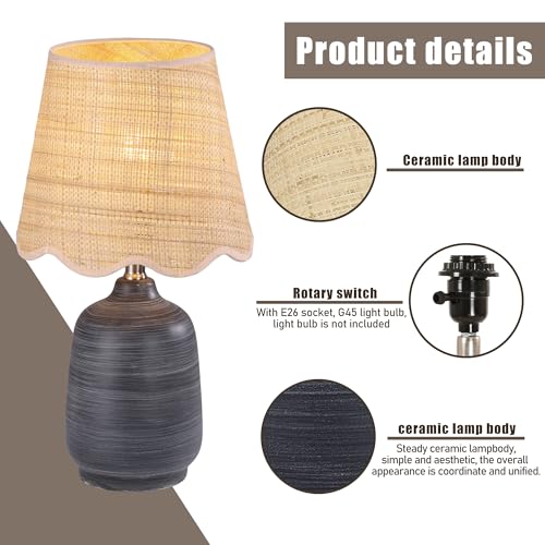 19" Modern Ceramic Table Lamp for Living Room Cream Base Desk Lamps for Bedroom Farmhouse Bedside Nightstand Lamp End Table Lamps