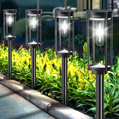 Solar Pathway Lights Outdoor Waterproof Cool White (6 Count)