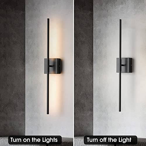Wall Sconces Set of Two Matte Black Wall Light Fixtures Wall Lamp with Led 3000K 12W Sconces Wall Lighting Wall Lights Sconces Wall Decor Set of 2 Black Wall Sconce Wall Lamps for Bedrooms (2 Count)